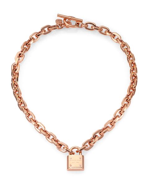 michael kors rose gold necklace padlock|michael kors rose gold satchel.